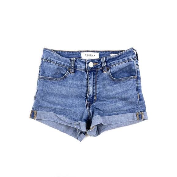 Pacsun High Rise Super Stretch Shortie Denim Shorts - Picture 2 of 6